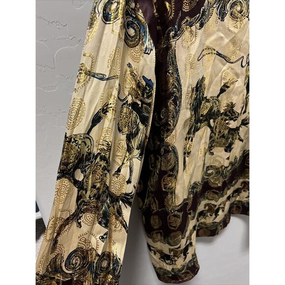 Metallic Silk by P.E.K imports Cowboy Horses Multi Color size Mens XL VINTAGE - Picture 13 of 16